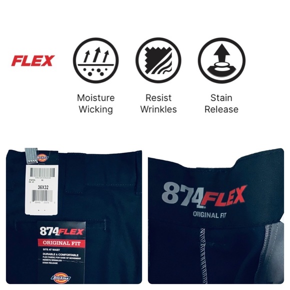 Dickies - 874® FLEX Work Pants, Dark Navy - 36X32 NWT - Picture 10 of 13